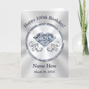 Belo Diamante Personalizado 100º Cartões de Aniver