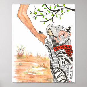 Belo e Colorido Poster de Touro de Pit - 8" x 10"