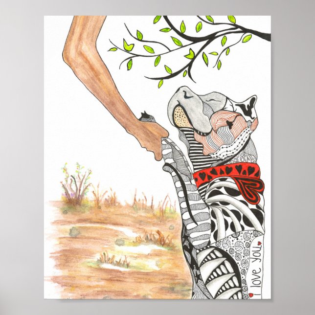 Belo e Colorido Poster de Touro de Pit - 8" x 10" (Frente)