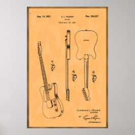 Belo e Único Impressão de Patente de Guitarra Elét