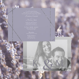 Belo Elegante Convite de Casamento com Foto Lavand