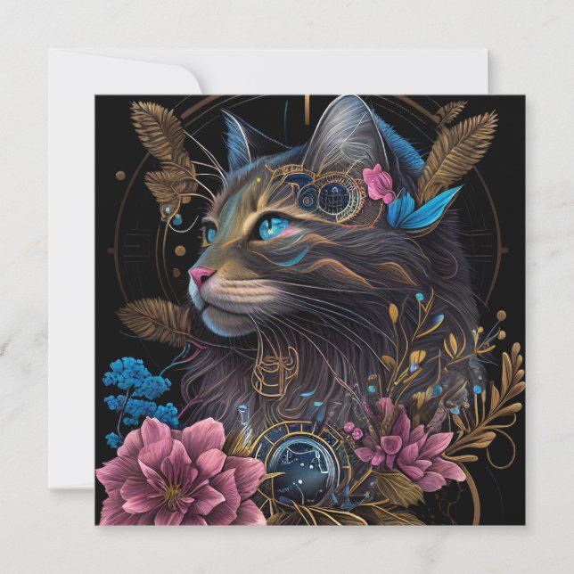 Belo galpão Maine Coon com flores Arte AI (Frente)