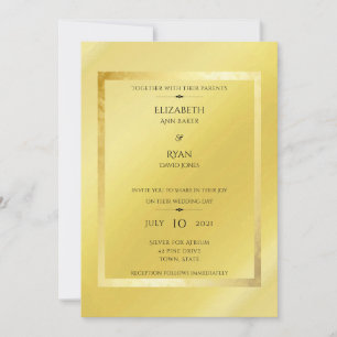 Belo, Gold Foil, Moderno, Convite De Casamento