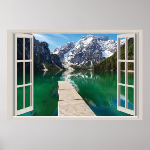Belo Lago Através Da Poster Da Janela, Lakeh Da J