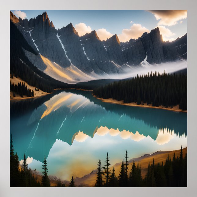 Belo lago de montanha Poster (Frente)