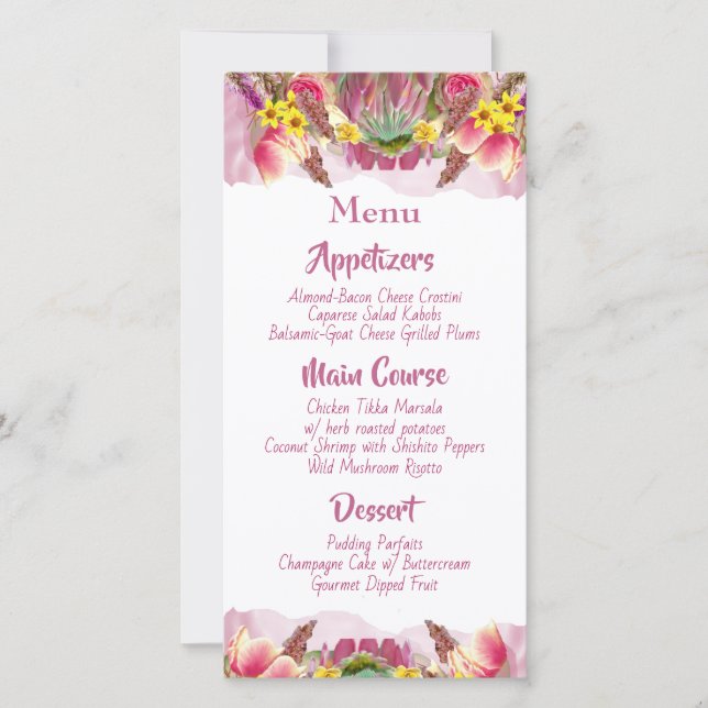 Belo Menu Botânico Floral Garden (Frente)