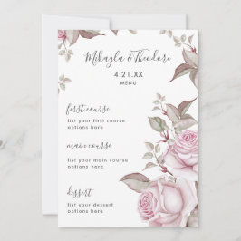 Belo Menu de Casamento de Rosas Rosa-Rosa-Blush