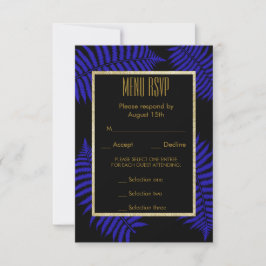 Belo Menu de Casamento Folha de Samambaia Azul RSV