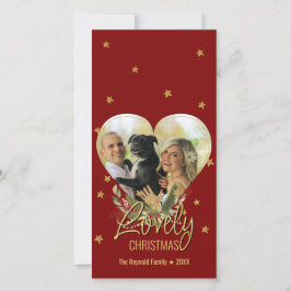 Belo Natal Dourado Foto do Coração Vermelho da Est