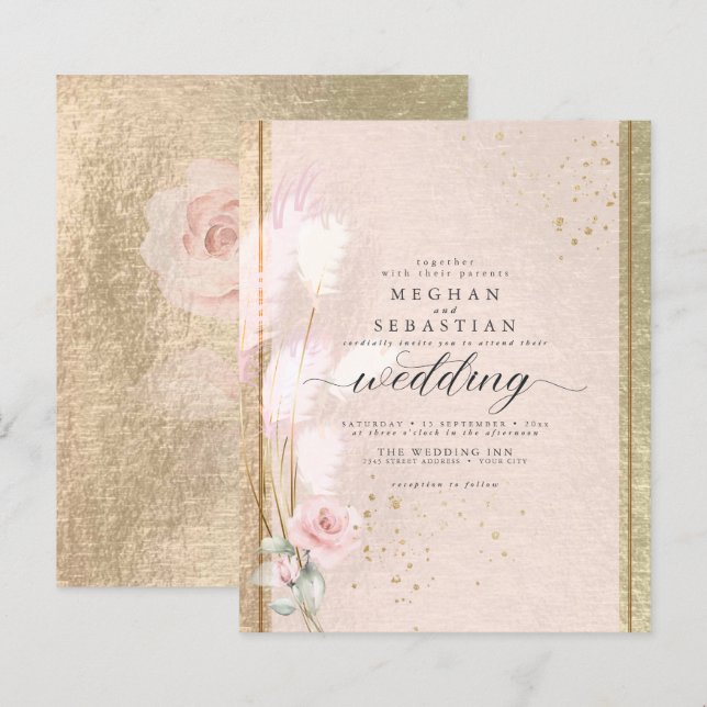 Belo Orçamento Blush Rosegold Pampas Grass (Frente/Verso)