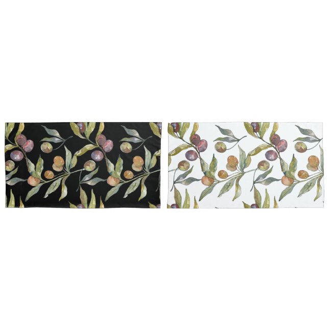 Belo Padrão de Azeitonas Italianas de Aquarela (Frente - conjunto)