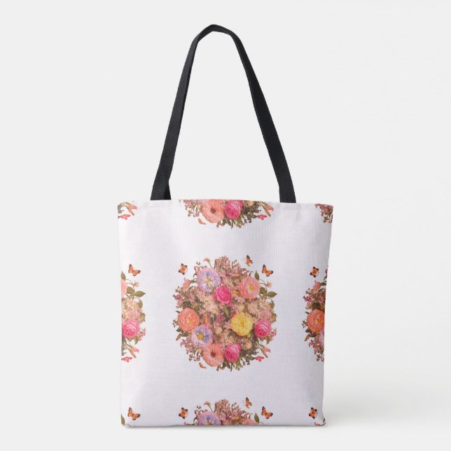 Belo Padrão Floral Tote Bag (Verso)