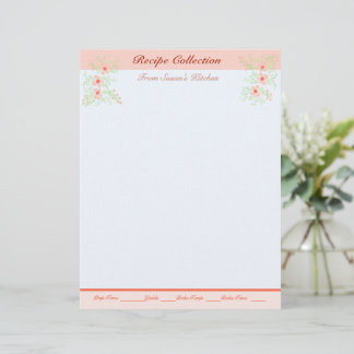 Belo Papel de carta De Receita Com Floral