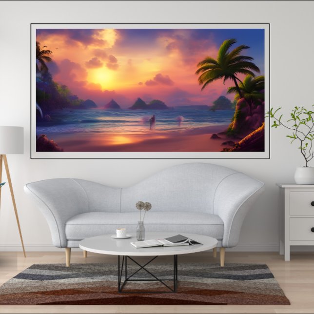 Belo Poster da Ilha Tropical do Pacífico Sul (Criador carregado)