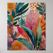 Belo poster de arte floral cristalina vibrante