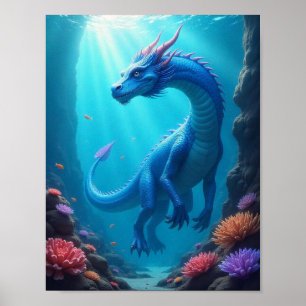 Belo Poster de dragão subaquático