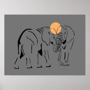 Belo Poster de Elefante Minimalista