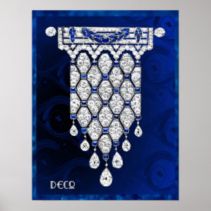 Belo Poster de Joias de Arte Deco. (Azul)