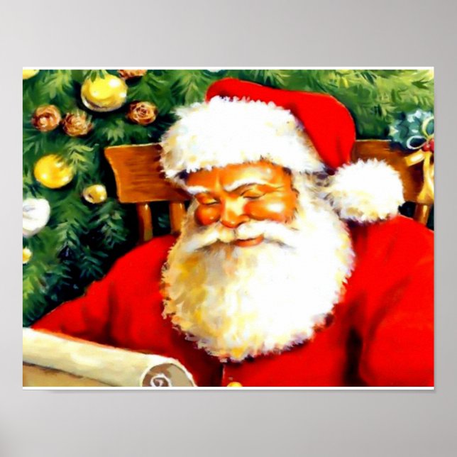 Belo poster de lista de verificação do Papai Noel (Frente)