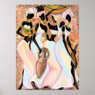 Belo Poster de Mulheres Africanas - Pintura Modern