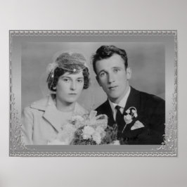 Belo quadro de borda prateada poster personalizado