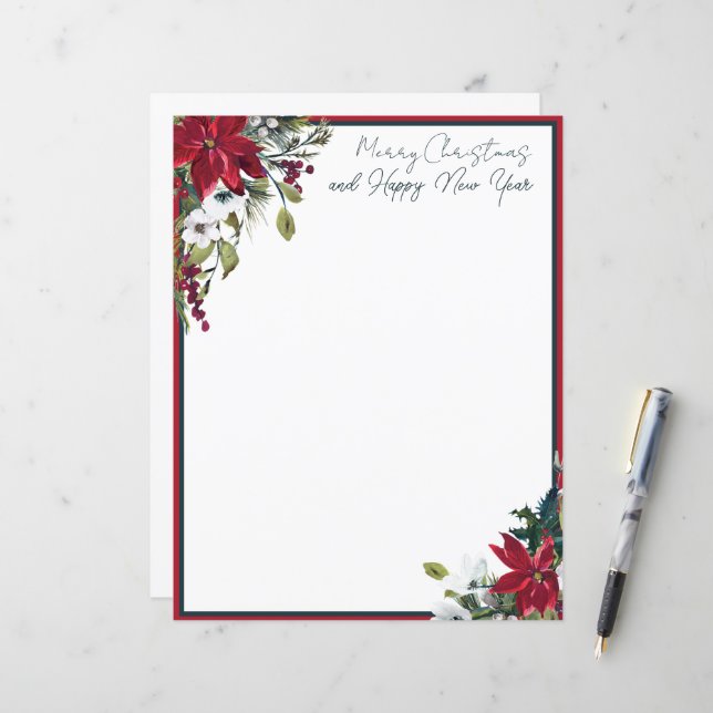 Belo quadro de poinsettia Natal (Frente/Verso In Situ)