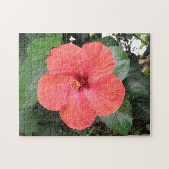 Belo Quebra-cabeça de Flor Laranja Hibiscus (Horizontal)