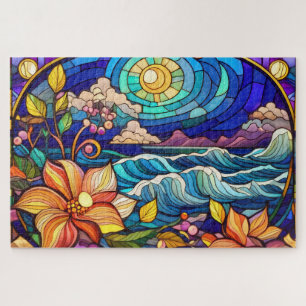 Belo quebra-cabeça de vidro colorido Tropical
