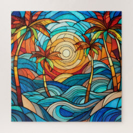 Belo quebra-cabeça de vidro colorido Tropical