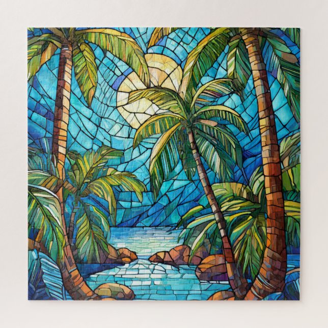 Belo quebra-cabeça de vidro colorido Tropical (Vertical)
