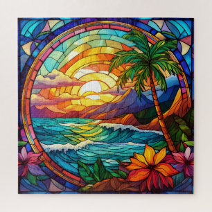 Belo quebra-cabeça de vidro colorido Tropical