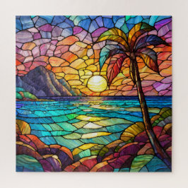 Belo quebra-cabeça de vidro colorido Tropical