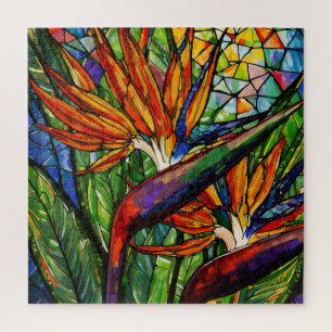 Belo quebra-cabeça de vidro colorido Tropical