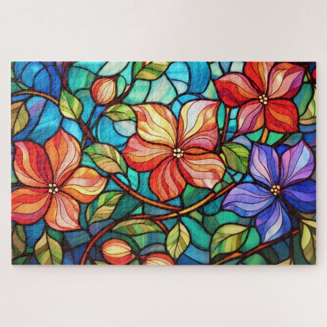 Belo quebra-cabeça de vidro colorido Tropical (Horizontal)