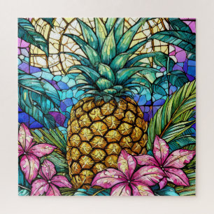 Belo quebra-cabeça de vidro colorido Tropical