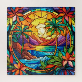 Belo quebra-cabeça de vidro colorido Tropical