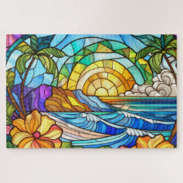Belo quebra-cabeça de vidro colorido Tropical