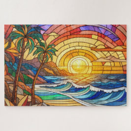 Belo quebra-cabeça de vidro colorido Tropical