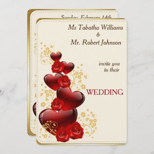 Belo Rosa Vermelho Convite para Casamento