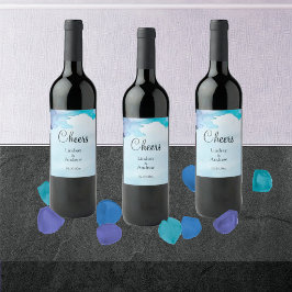 Belo rótulo de azul e vinho ciano de aquarela