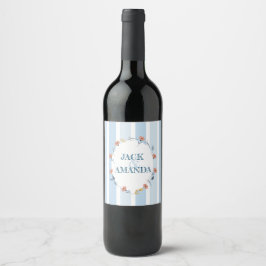 Belo Rótulo de Garrafa de Vinho Azul-Casamento Bel