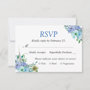 Belo Sapphire Blue Floral Chic Weding RSVP