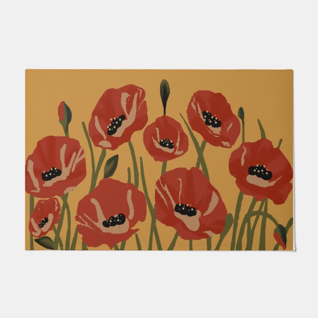 Belo tapete de flores vermelhas, novo tapete para  (Frente)