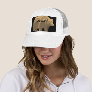 Belo urso com Adicionar Texto Impresso Boné de Tex