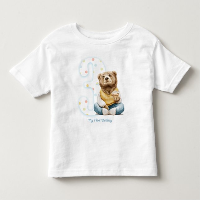 Belo Urso Meu Terceiro Aniversário T-Shirt (Frente)