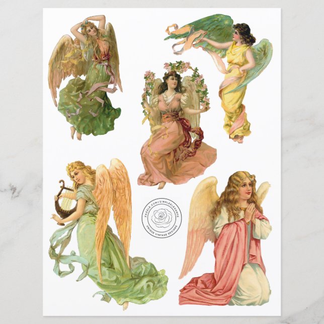 Belo Vintage Angels Fussy Cut Scrapbook Paper (Frente)
