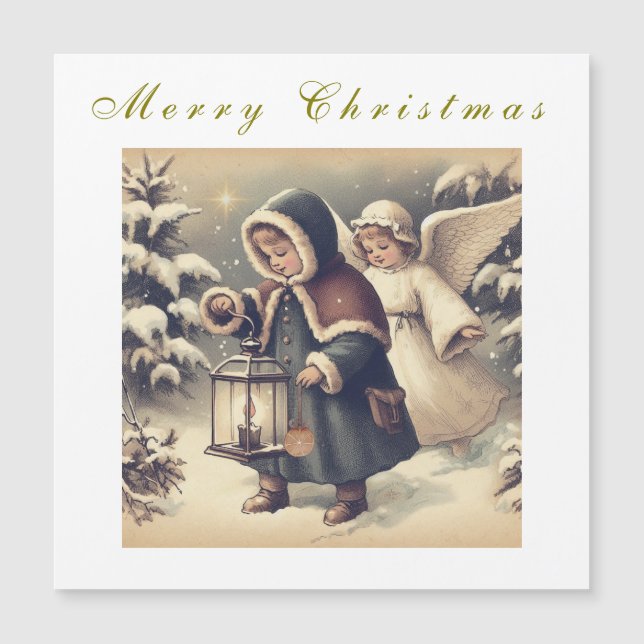 Belos Anjos de Natal Cartão magnético de feriado (Frente)