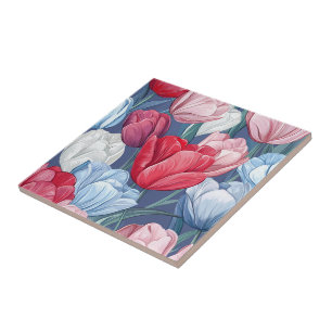 Belos Azulejos Cerâmicos De Tulip Para Decoração D