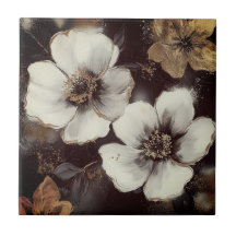 Belos azulejos florais de ouro