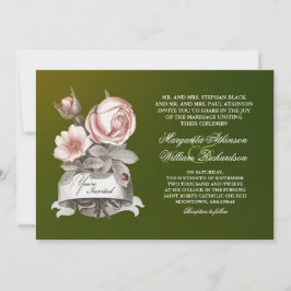 belos convites para casamento verde vintage